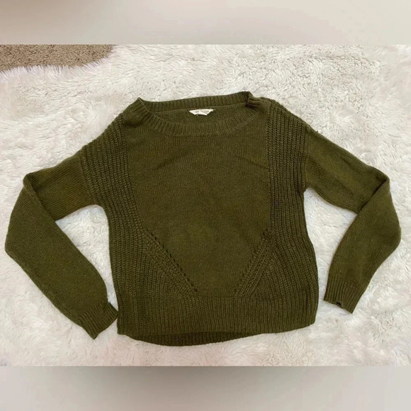 Aeropostale orange open shoulder knit sweater sz XS & green knit sweater - Picture 4 of 13